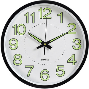 Round Luminous Pastic Wall Clock - White & Black by Livingandhome