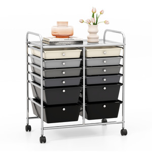 12 Drawer Rolling Storage Cart - Grey by Costway