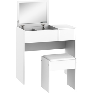 HOMCOM Dressing Table Set With Mirror - White by HOMCOM