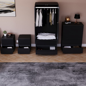 Vida Designs Glinton 4 Piece FSC Certified Bedroom Set- Black by Vida Designs