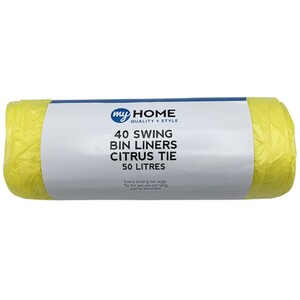 Pack of 40 Swing Bin Liners Tie 50L - Citrus by My Home
