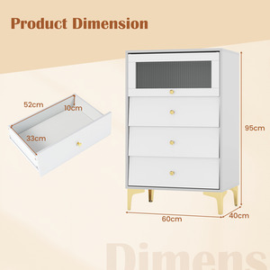 4-Drawer Dresser Storage Cabinet - Grey by Costway