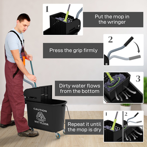 HOMCOM Mop Bucket with Wringer Wheels by HOMCOM