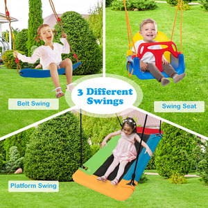 Outdoor Playground Swing Playset - Yellow by Costway