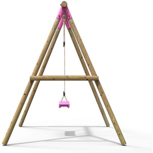 Wooden Single Swing Set with Standard Seat - Solar - Pink by Rebo