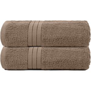 Pack of Cotton Bath Towels - Mocha / 2 by Brentfords