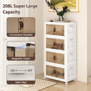 208 L Stackable Storage Bins - White by Costway