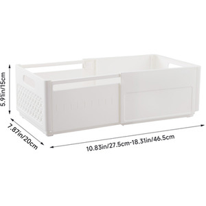 2PCS Expandable Collapsible Plastic Storage Box for Clothes - White by Livingandhome