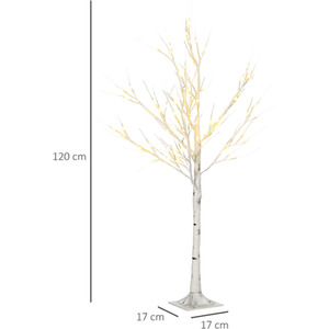 HOMCOM Artificial Birch Tree with LED Lights for Indoor Covered Outdoor - White / 4ft by HOMCOM