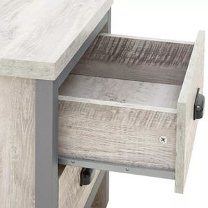 Oak 3 Piece Set 2 Door Wardrobe 4 Drawer Cabinet Bedside Table - Grey by Wyld and Coco