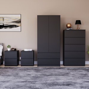 Denver Bedroom Set (2 Drawer Bedside (x2), 5 Drawer Chest, 2 Door Wardrobe) by Vida Designs