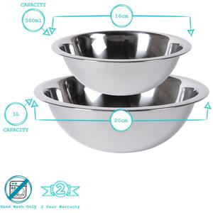 Stainless Steel Mixing Bowl 3pc Set - Silver by Argon Tableware