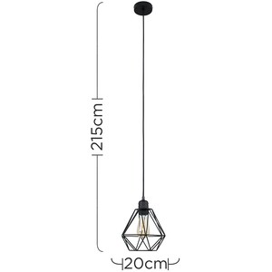 Casco Black Ceiling Light Pendant With Black Wire Shade - Black by ValueLights