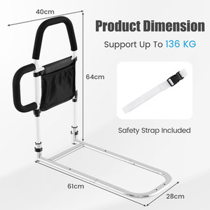 Medical Bed Mobility Assist Bar Bed Rails - Silver by Costway