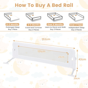 152cm Swing Down Baby Bed Guard Rail by Costway