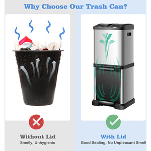 32 L Recycle Pedal Bin-Silver - Silver by Costway