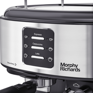 Morphy Richards Traditional Pump Espresso - with integrated milk frother - Silver by Morphy Richards