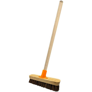 12 Inch Traditional Bassine Home Garden Sweeping Broom With Wooden Handle - Brown by STORM TRADING GROUP