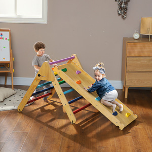 AIYAPLAY Toddler Climbing Frame, Wooden Indoor Pikler Triangle Set - Brown by AIYAPLAY