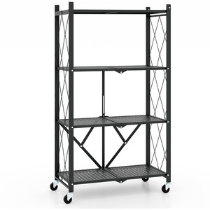 4-Tier Foldable Storage Shelf - Black by Costway