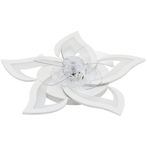 Flower-Shaped Low-Noise Ceiling Fan Light - White by Livingandhome