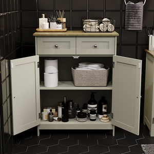 Priano 2 Drawer 2 Door Freestanding Cabinet - Grey by Vida Designs