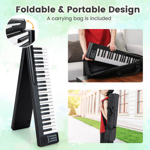 Foldable 88-Key Digital Piano - Black by Costway