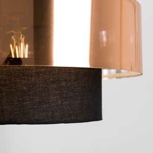 Modern Black And Copper Cylinder Ceiling Pendant Light Shade - Black by ValueLights