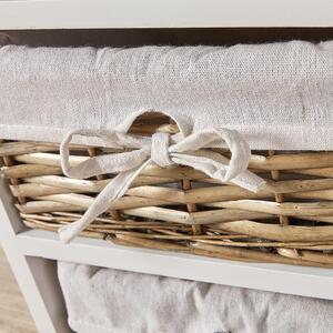 Home Source Lichfield 4 Willow Basket Drawer Chest Storage Unit - White by Home Source