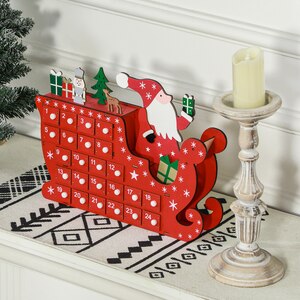 HOMCOM Christmas Advent Calendar with 24 Countdown Drawers - Red by HOMCOM