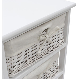 JVL Wimborne 3 Drawer Willow Storage Unit - White by JVL
