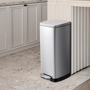 Kitchen Stainless Steel Flip-Top Bin - Chrome / 30l by komore