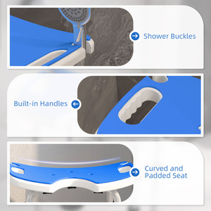 HOMCOM Adjustable Shower Stool with Grab Rail Padded Seat by HOMCOM