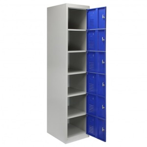 Metal Storage Lockers - Six Doors, Flatpacked - Blue by Monstershop