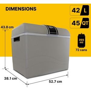 Koolatron 12V Electric Cool Box 42L Portable Cooler Warmer Camping Car Fridge - Grey by Koolatron