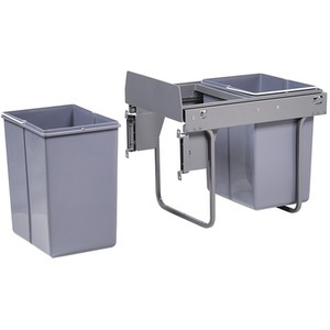 40L Kitchen Double Pull-Out Trash Can Under Cabinet - Grey by Livingandhome
