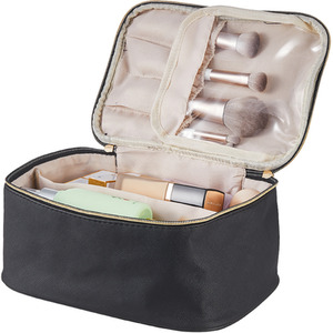 Double Zipper Travel Makeup Bag - Black by komore