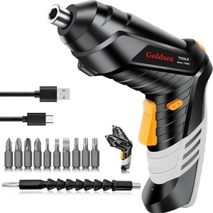 Electric Screwdriver Cordless Drill Set Type C Charging - Black & Yellow