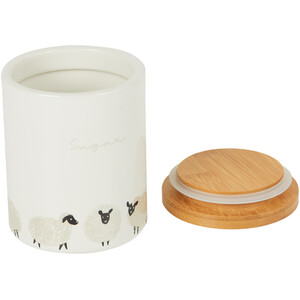 Highland Flock Canister with Bamboo Lid - White / Sugar