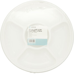 Pack of 3 Chip and Dip Platters - White