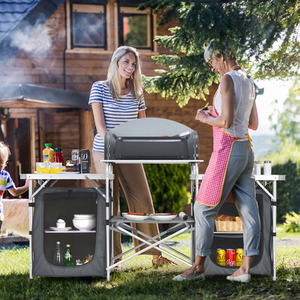 Folding Camping Table - Grey by Costway