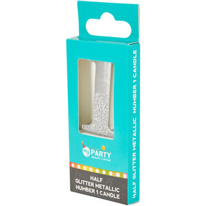 Half Glitter Metallic Candle - Silver / 1