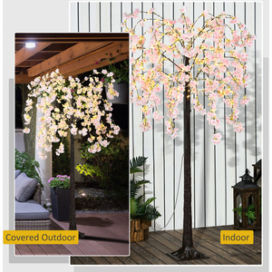 HOMCOM 180cm Cherry Blossom Tree Light with 450 Warm White LED Lights - Pink by HOMCOM
