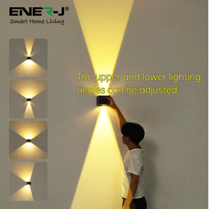 Solar Up Down Wall Lights with 3 directional Polycrystalline Solar Panel - Black by EnerJ Smart