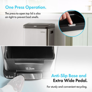 34L Vertical Kitchen Bin with 2 Compartments - Silver by VonHaus