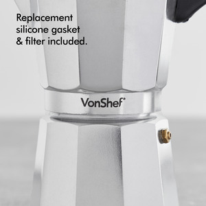 Aluminium Stovetop Espresso Maker - Silver / 300ml by VonShef