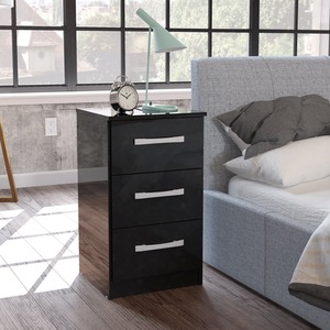Wooden 4 Piece Furniture Set Wardrobe Chest of Drawers Bedsides Lynx - Black by Birlea