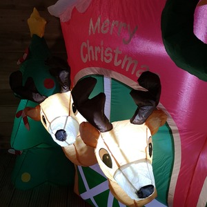 Christmas Inflatable Stable with Reindeers Santa and Xmas Tree - red by Samuel Alexander