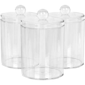 Reusable Plastic Bathroom Canisters with Clear Lid - Pack of 3 - Clear by Harbour Housewares