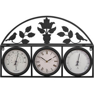 Wyegate Clock Outdoor Weather Station - Black by Garden Gear